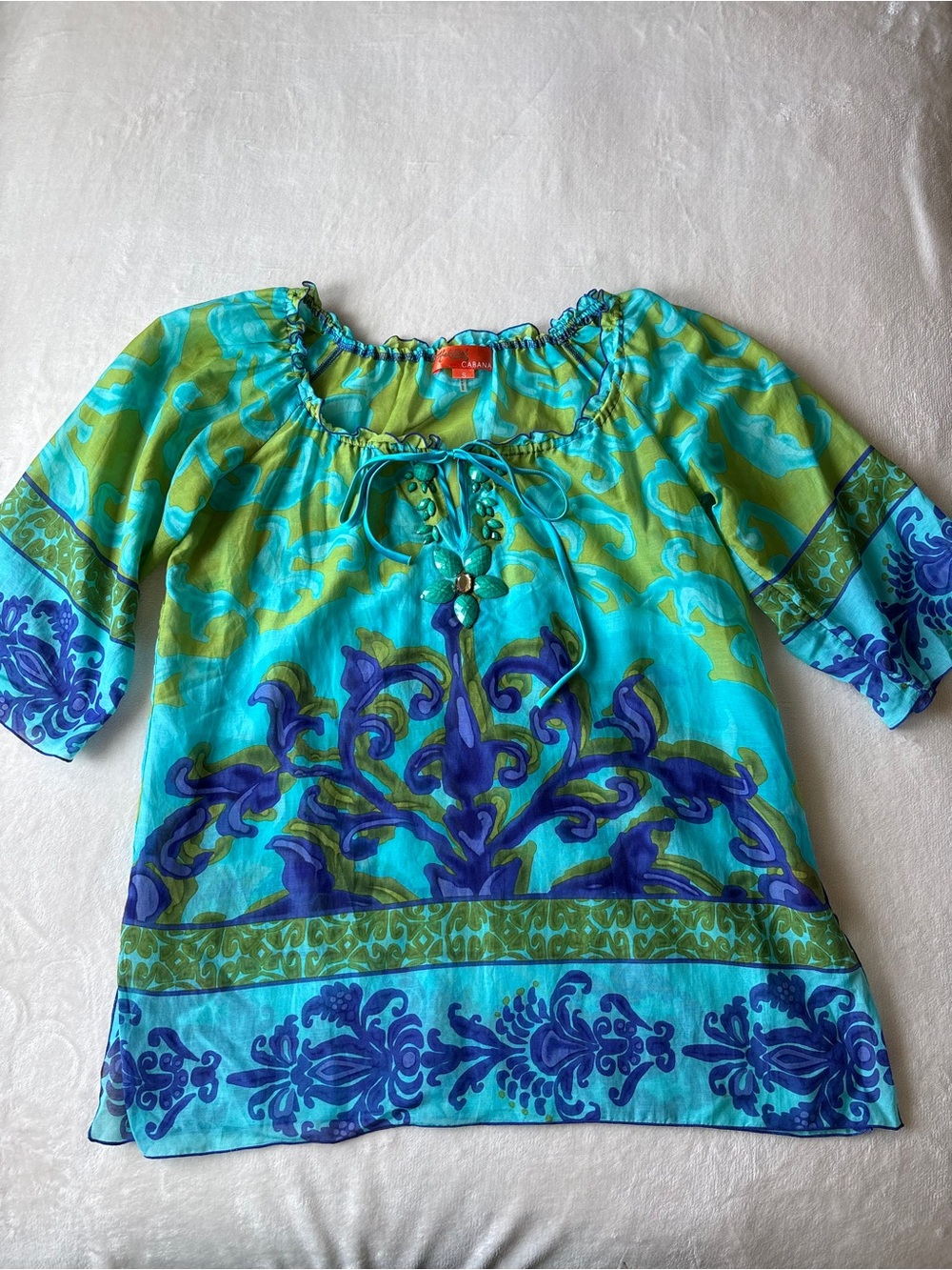 Halé Bob Cabana Silk Blend Tunic Top Small Beach Vacation Pool - Picture 5 of 11